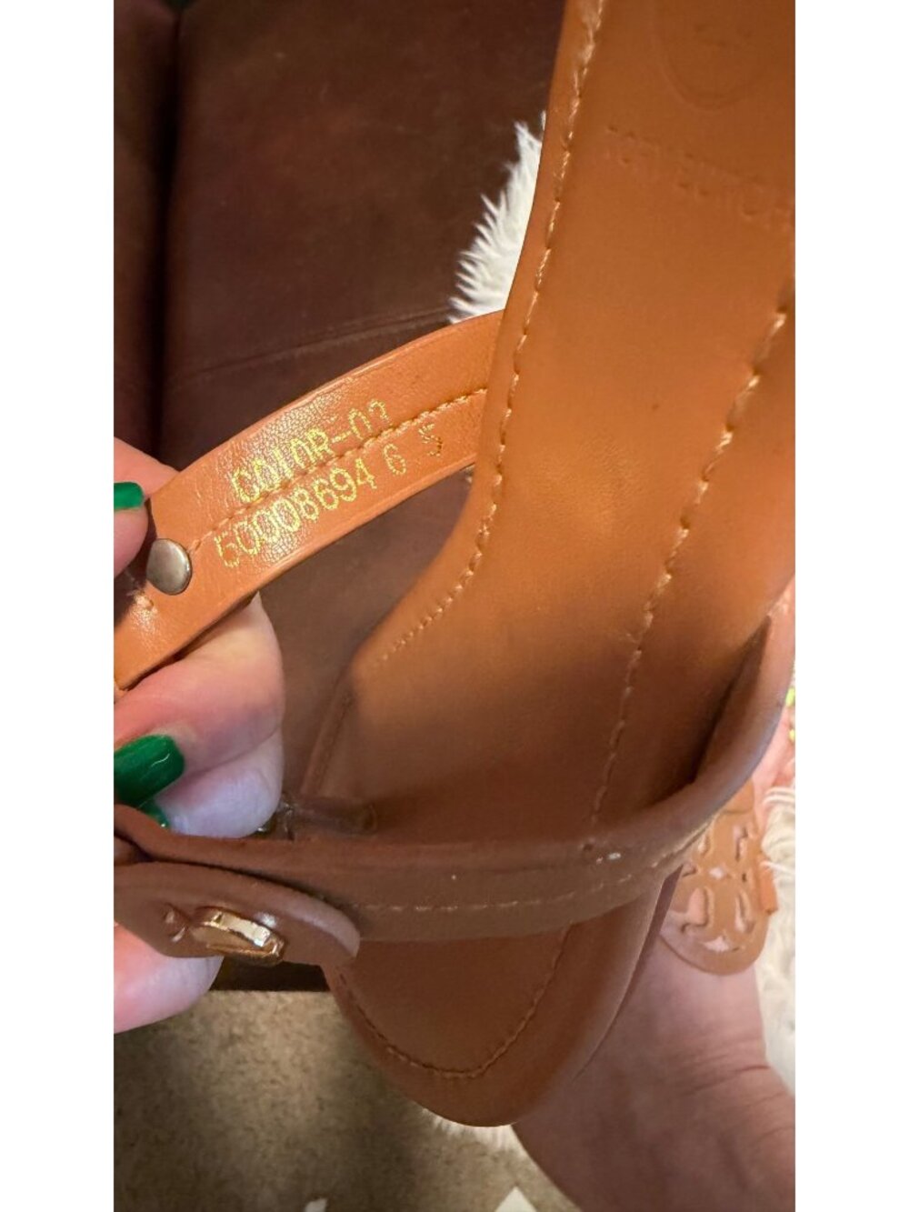 Tory Burch Miller Womens Honey Brown Sandals Size 6.5 Thong Leather Casual Slip- - Picture 5 of 6
